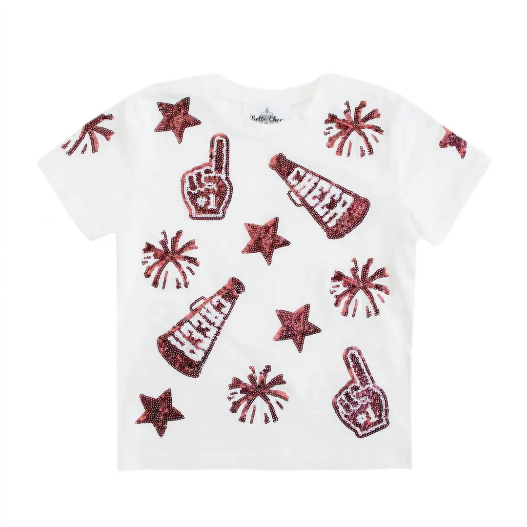 Maroon and White Cheer Shirt