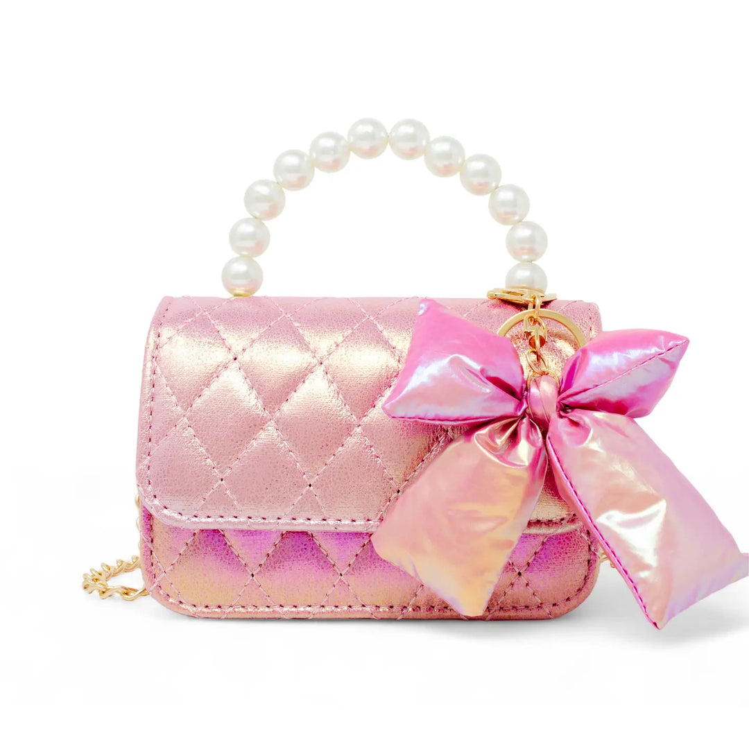 Hot Pink Quilted Fluffy Bow Handbag