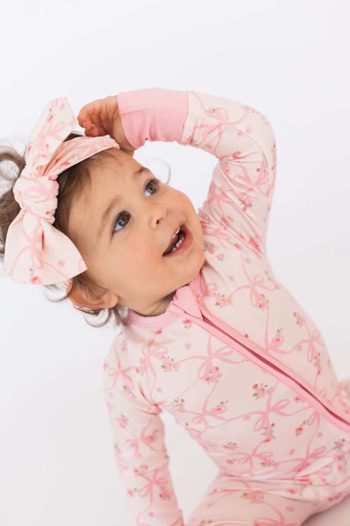 In My Jammers Rosie Bow Zipper Romper
