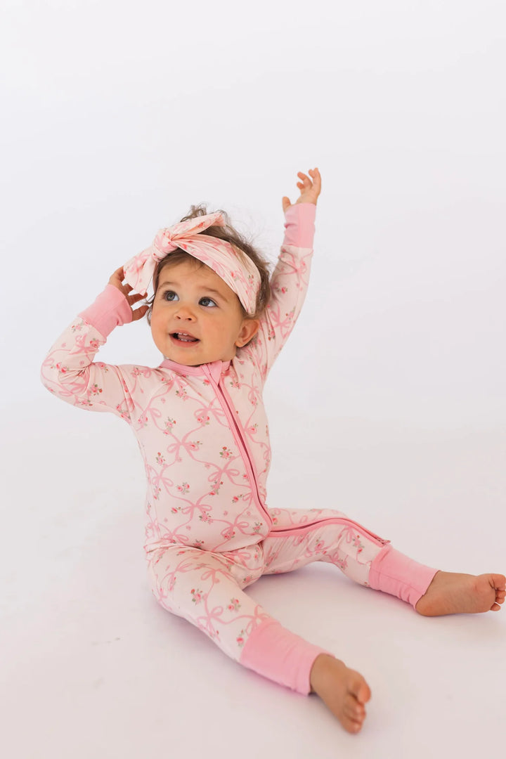 In My Jammers Rosie Bow Zipper Romper