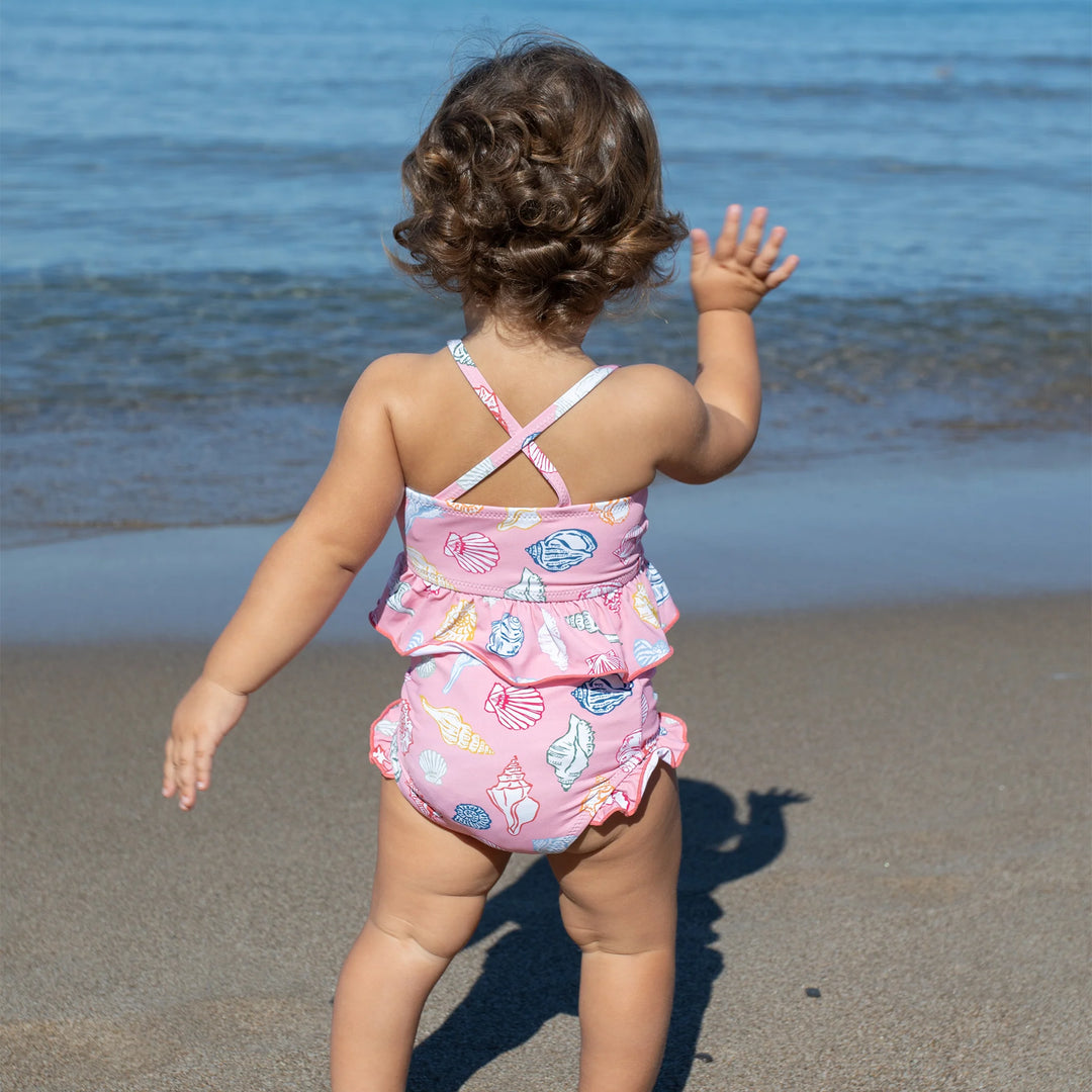Pink Chicken Baby Palmer Tankini in Pink Seashells