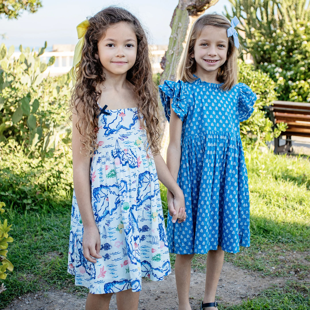 Pink Chicken Tia Dress in Island Maps (size 7-10)