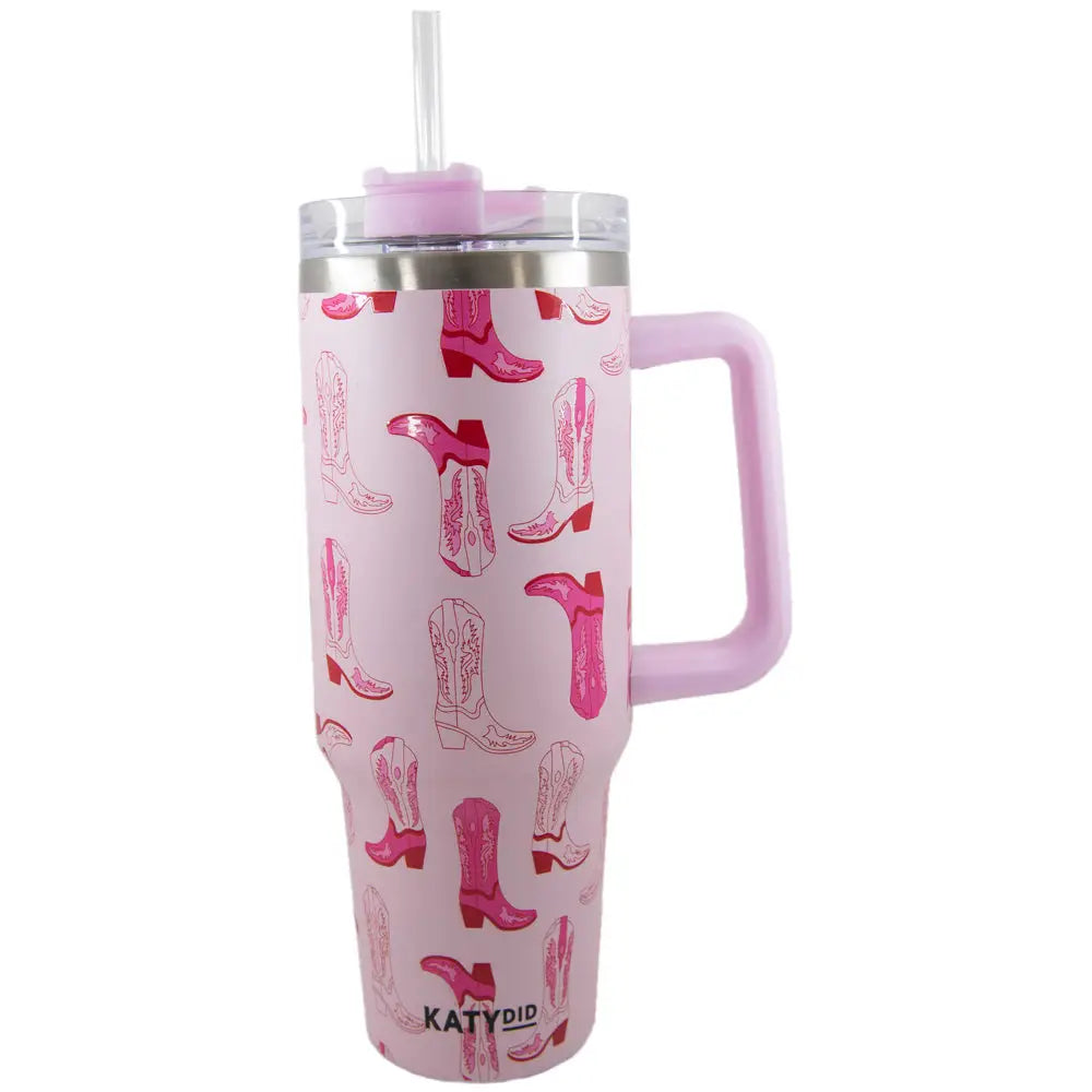 Katy Did Light Pink Boots Tumbler Cup