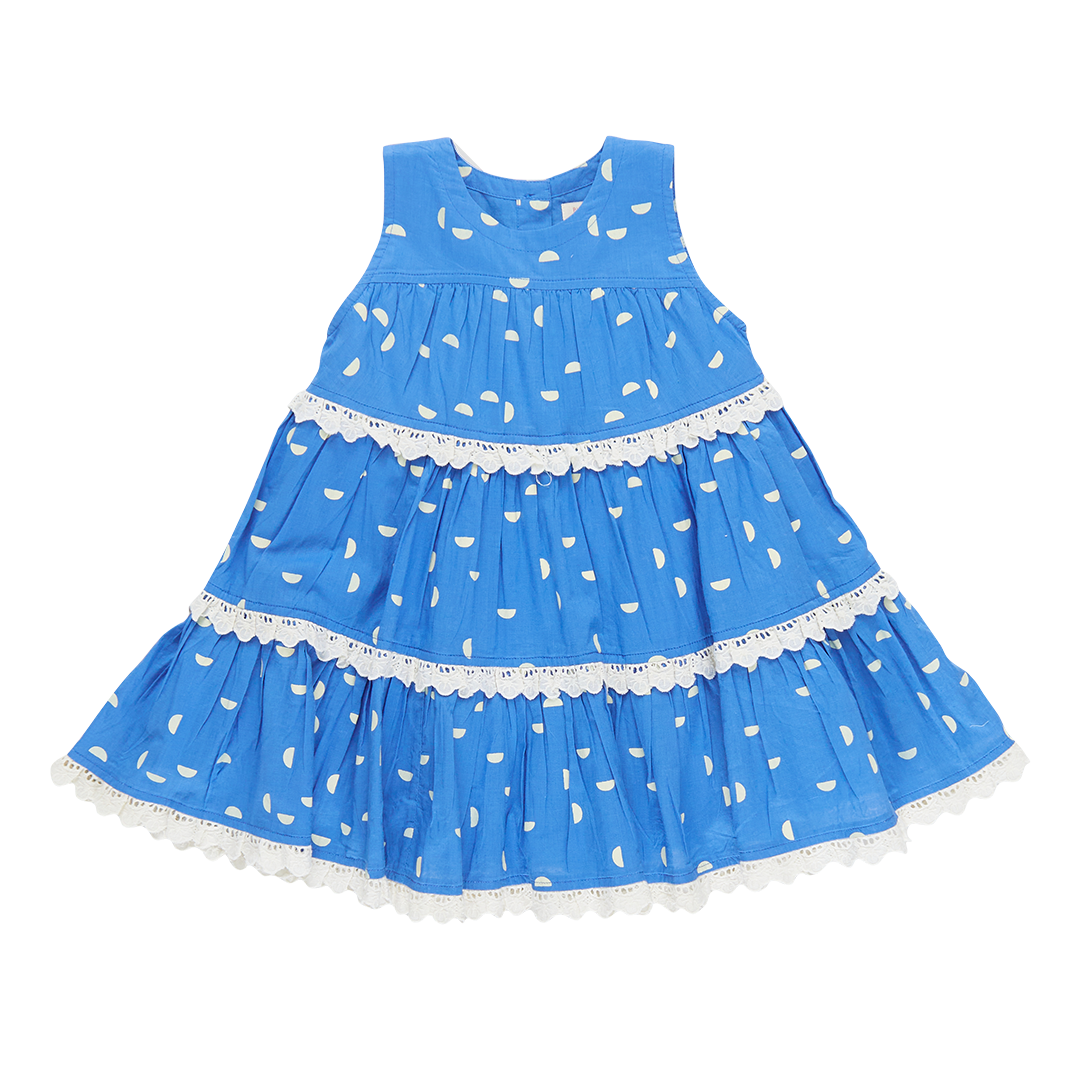 Pink Chicken Blue Half Moon Daphne Dress (sizes 2-6)
