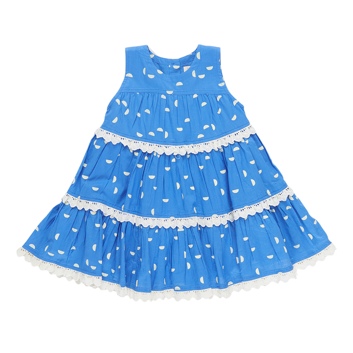 Pink Chicken Blue Half Moon Daphne Dress (sizes 2-6)