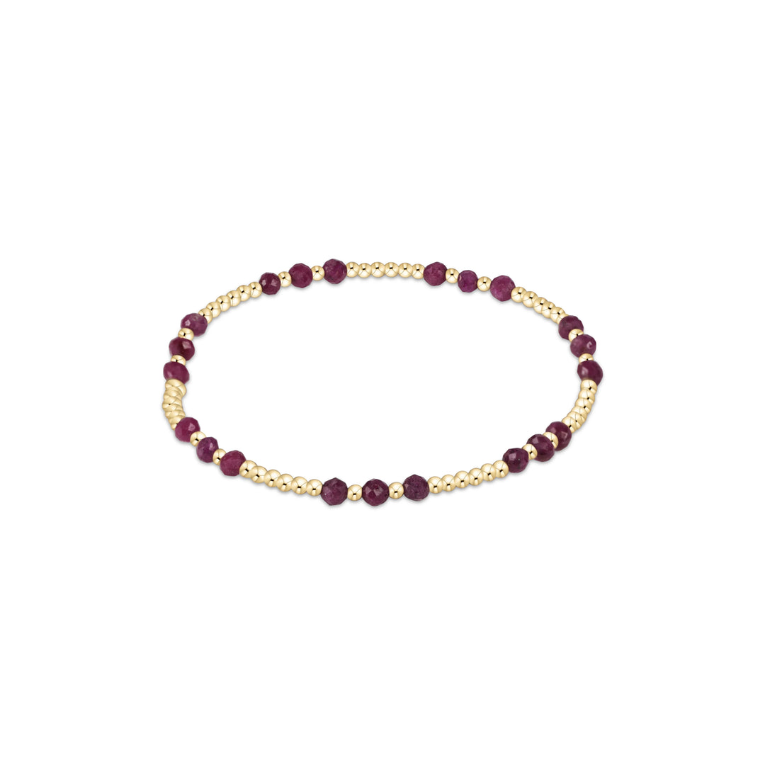 Gemstone Sincerity Gold 3mm Bracelet in Ruby