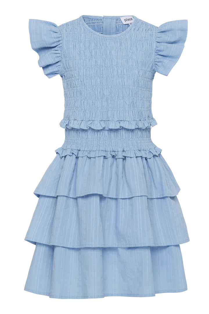 Pleat Claire Dress in Blue