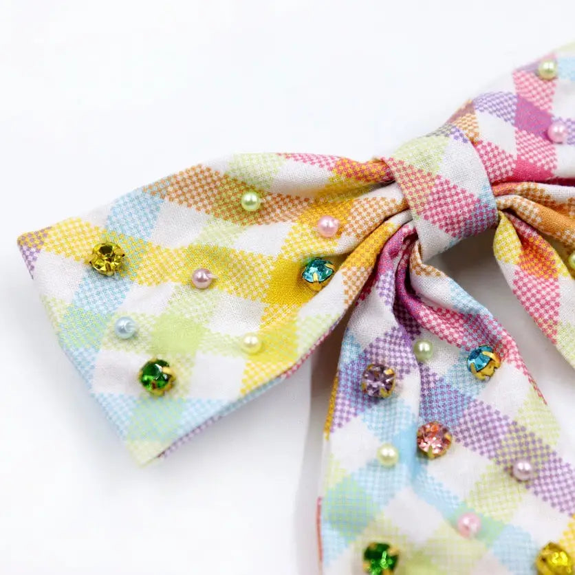 Pastel Gingham Hair Bow