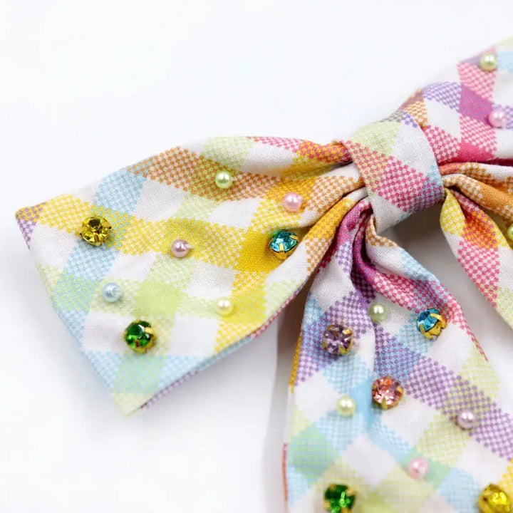 Pastel Gingham Hair Bow