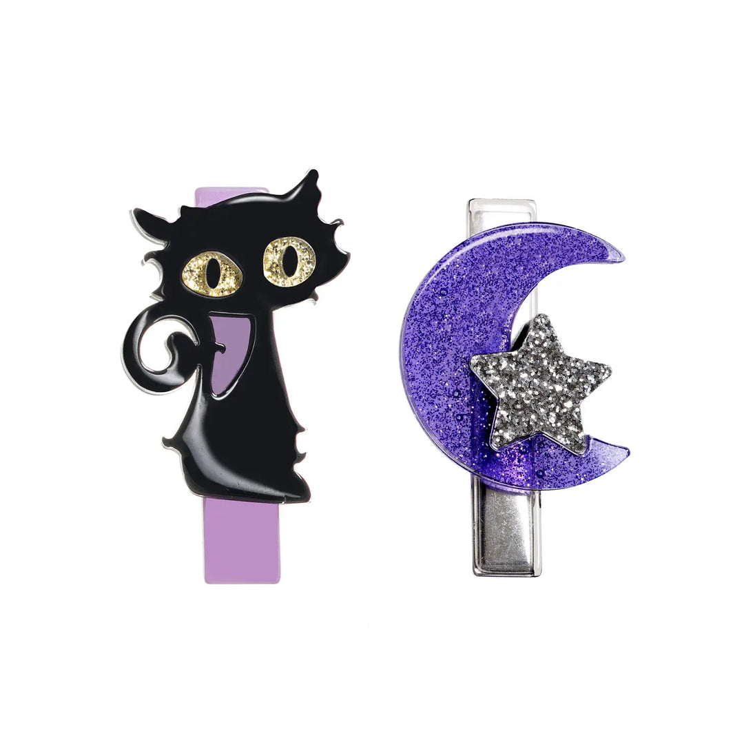 Lilies & Roses Cat & Moon Glitter Clips