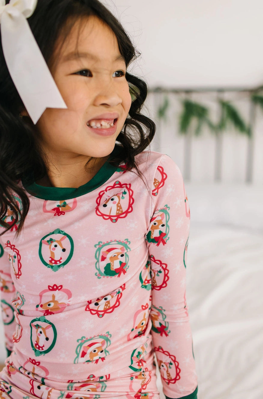 Ollie Jay Two Piece Pajama Set in Reindeer