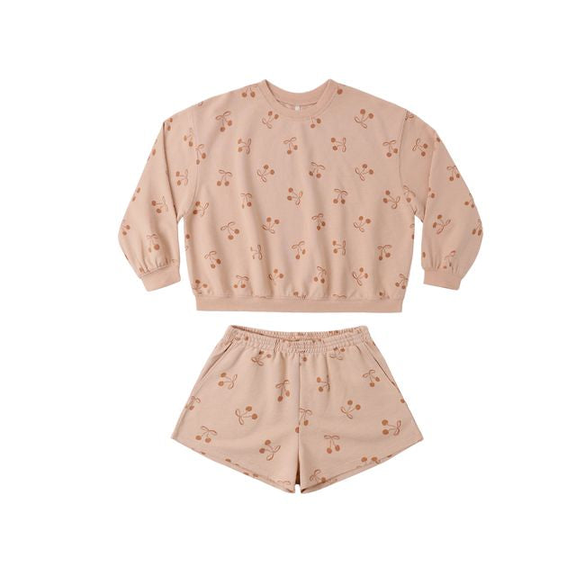 Rylee &. Cru Summer Terry Set- Cherry Bows