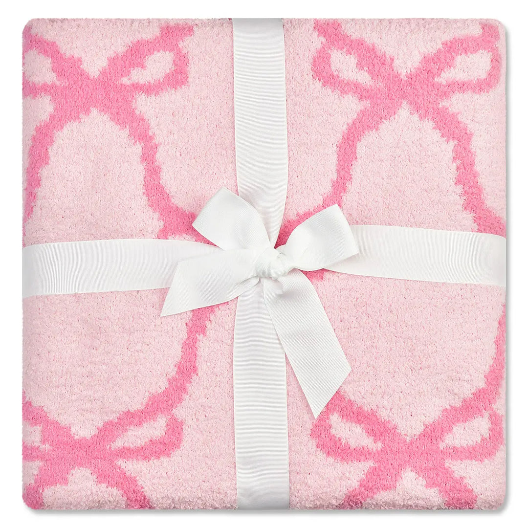 Sweet Trellis Bow Cozy Knit Blanket