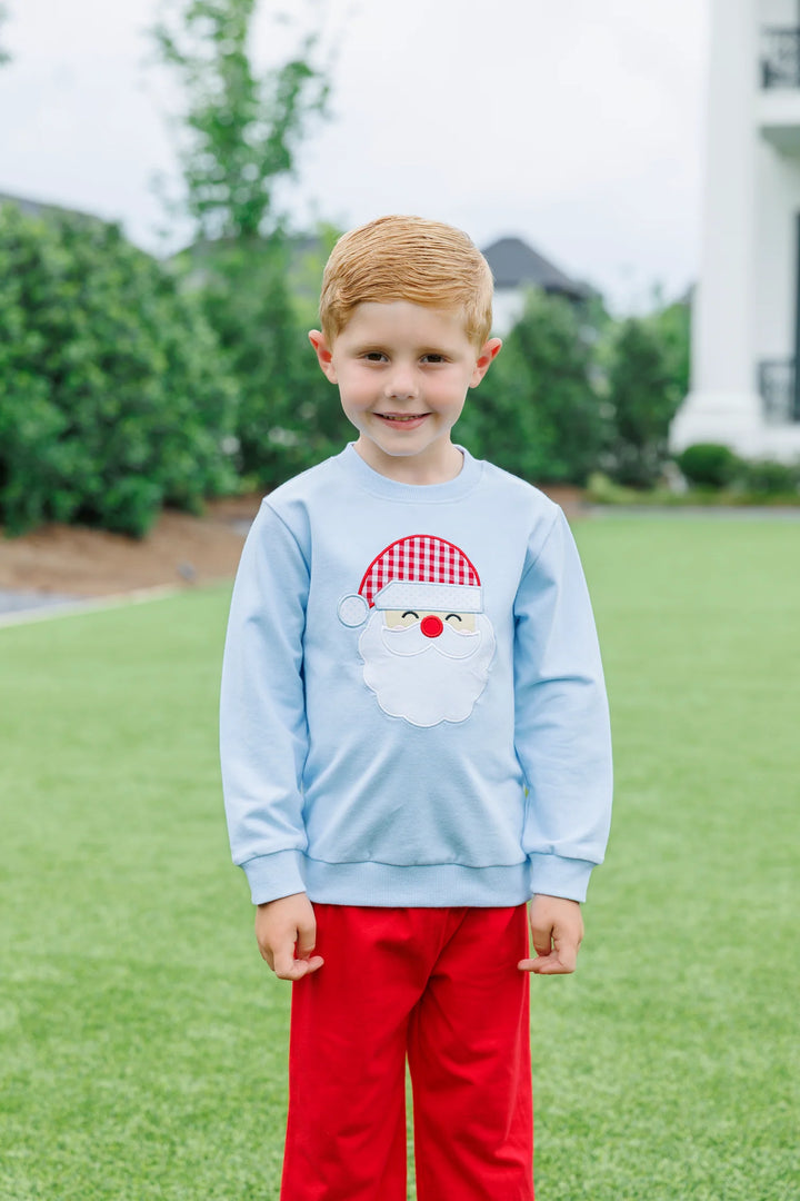 Trotter Street Kids Blue French Terry Santa Pullover