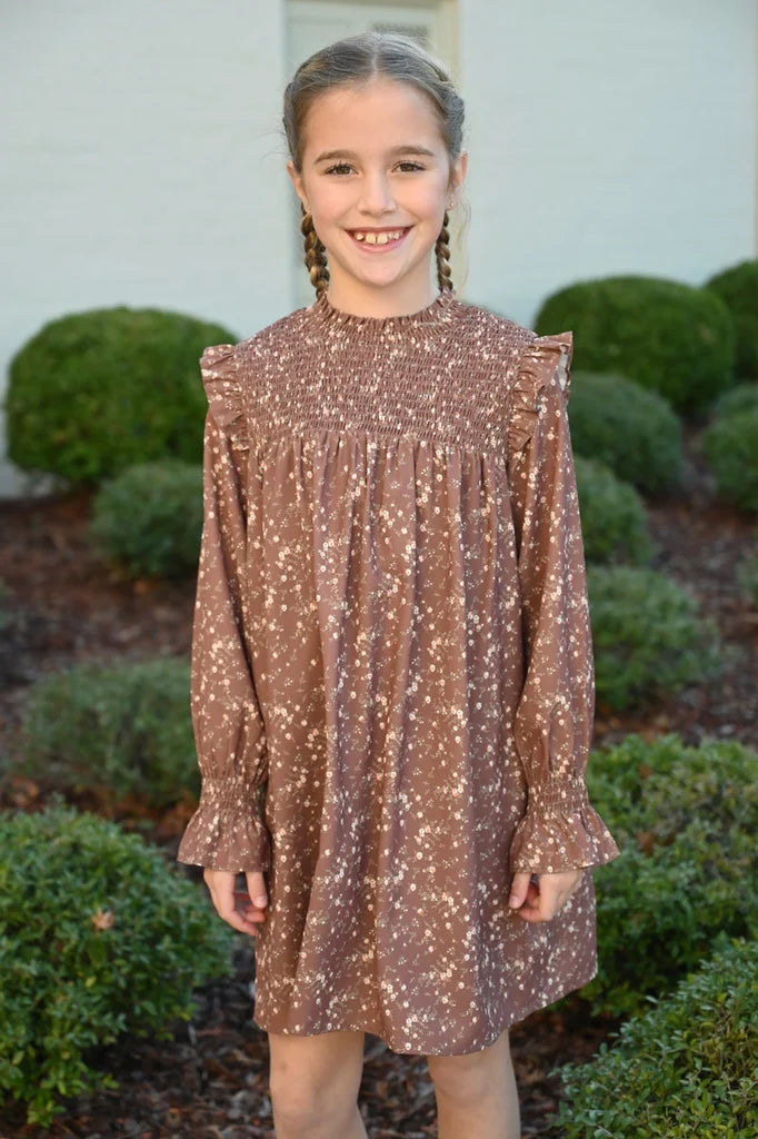 Lottie Dress in Brown Sugar Bloom