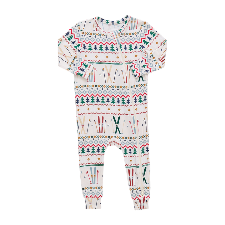 Pink Chicken Bamboo Romper in Ski Fair Isle