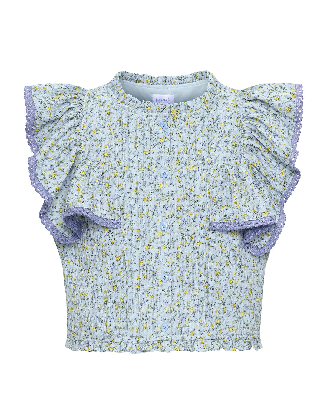 Pleat Posie Top in Blue Ditsy