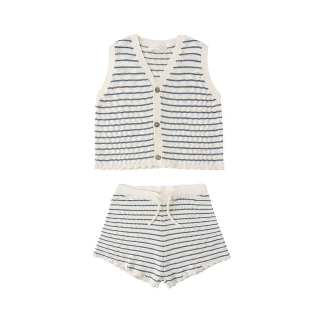 Rylee & Cru Knit Vest Set in Marine Stripe