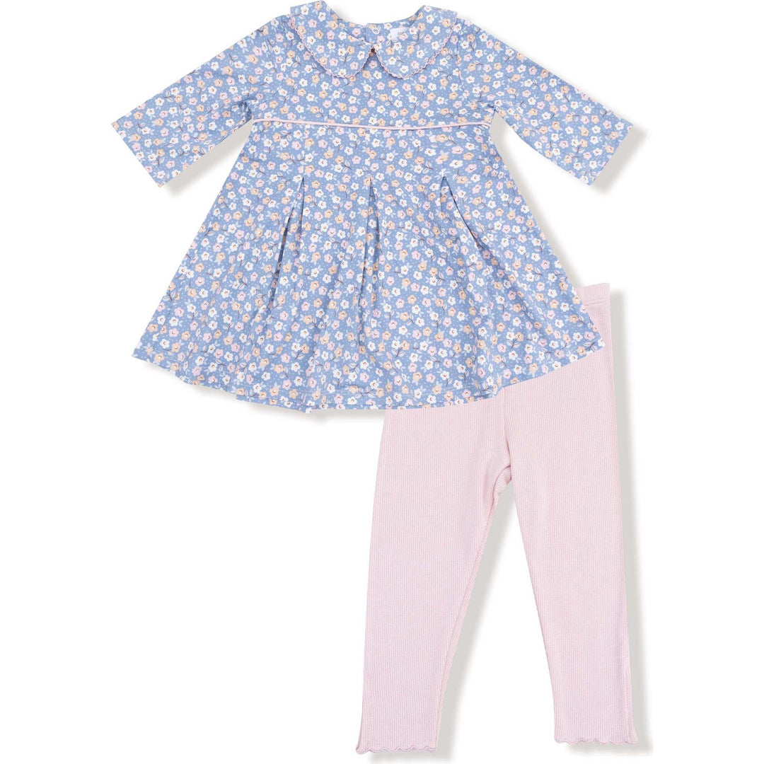 Angel Dear Country Calico Pleat Dress + Legging Set