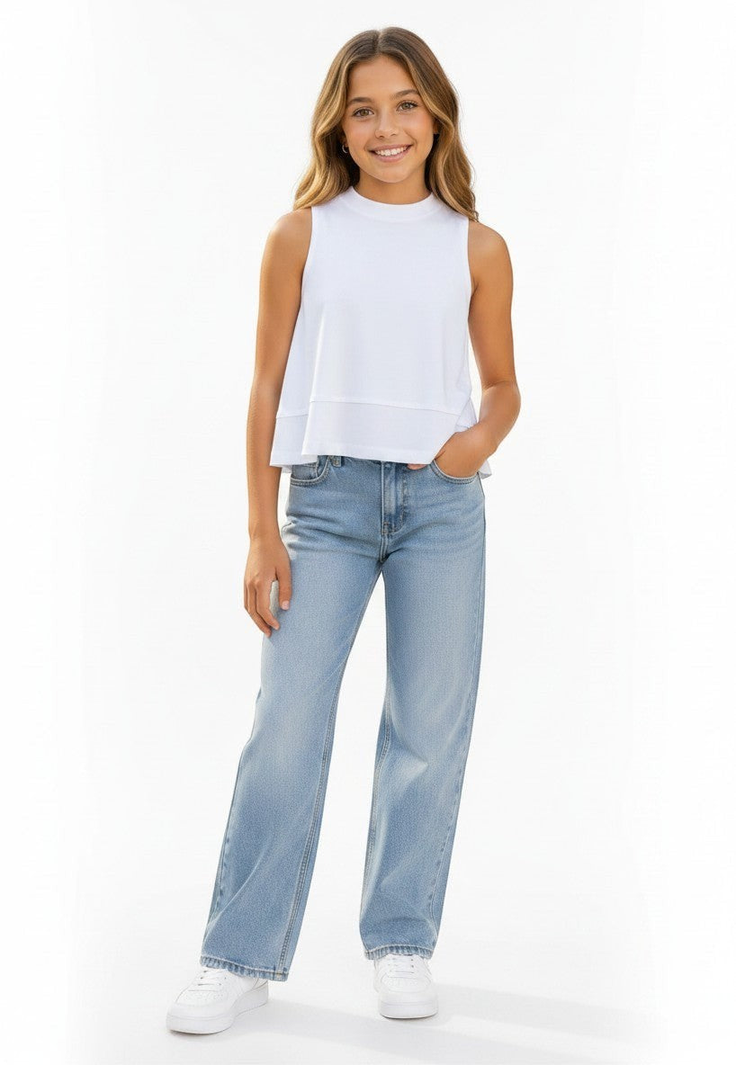 White Two-Tier Flowy Top (size 7-12)