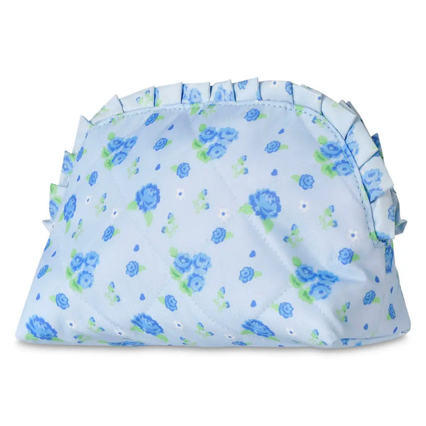 Blue Floral Oval Cosmetic Bag