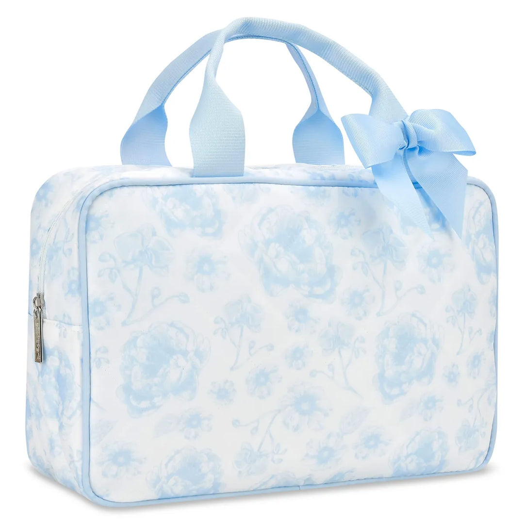 Beautiful Blue Toile Large Cosmetic Bag