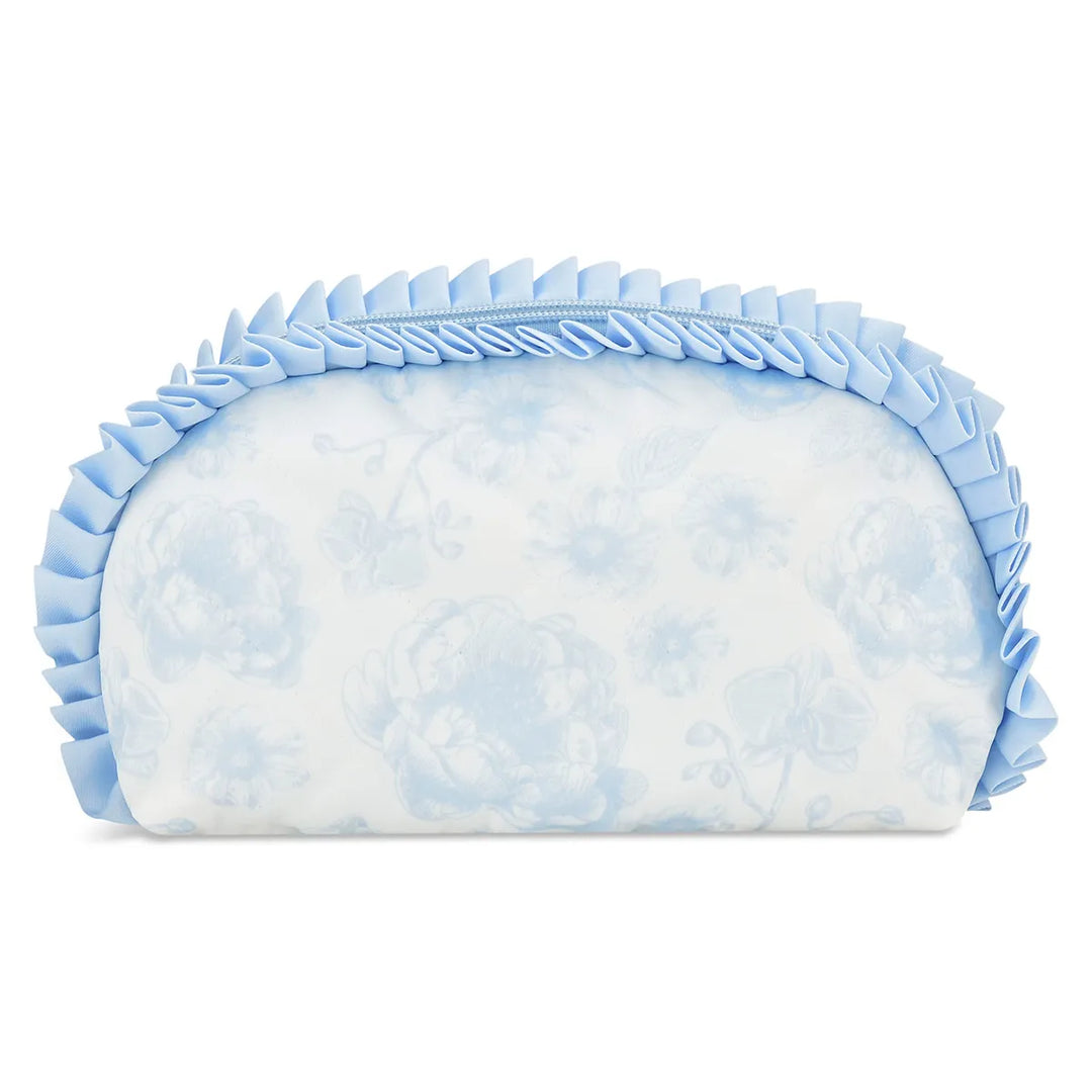 Beautiful Blue Toile Oval Cosmetic Bag