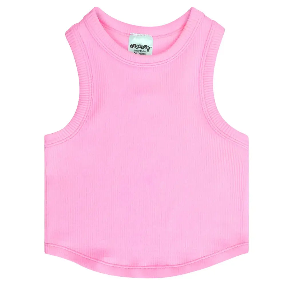 Iscream Rose Cropped Ribbed Racerback Tank Top