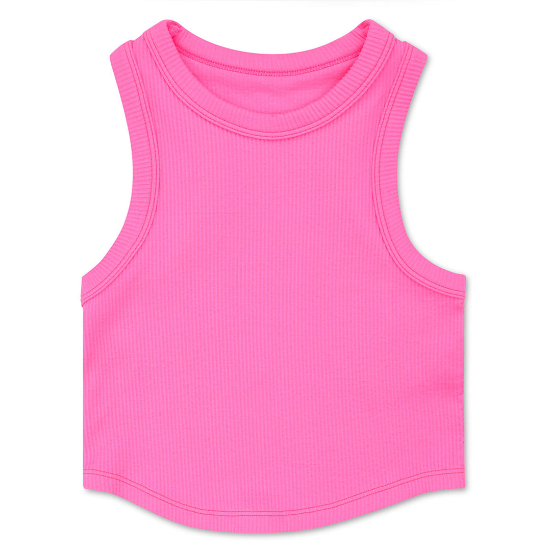 Bright Pink Cropped Racer Tank