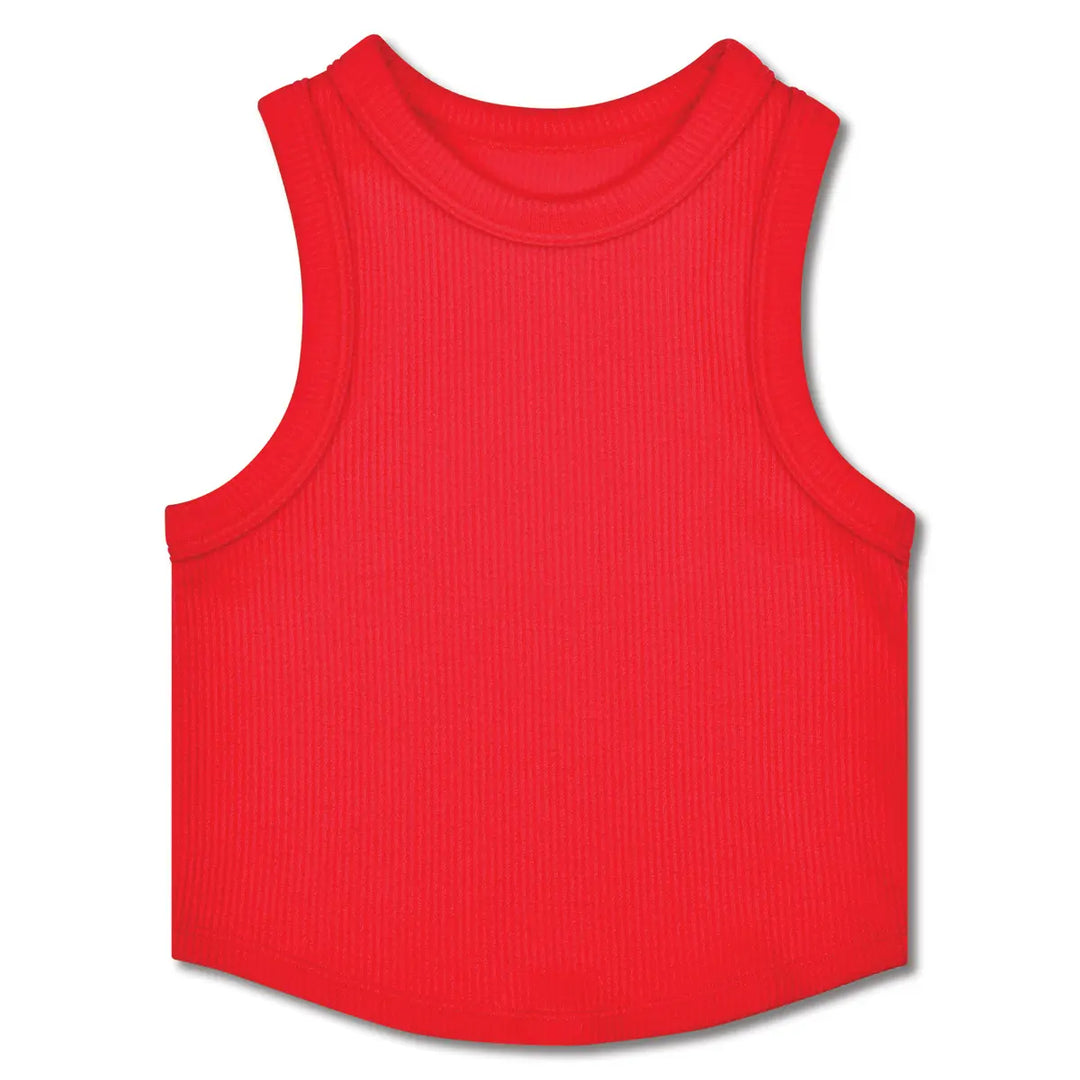 Cherry Red Cropped Ribbed Tank