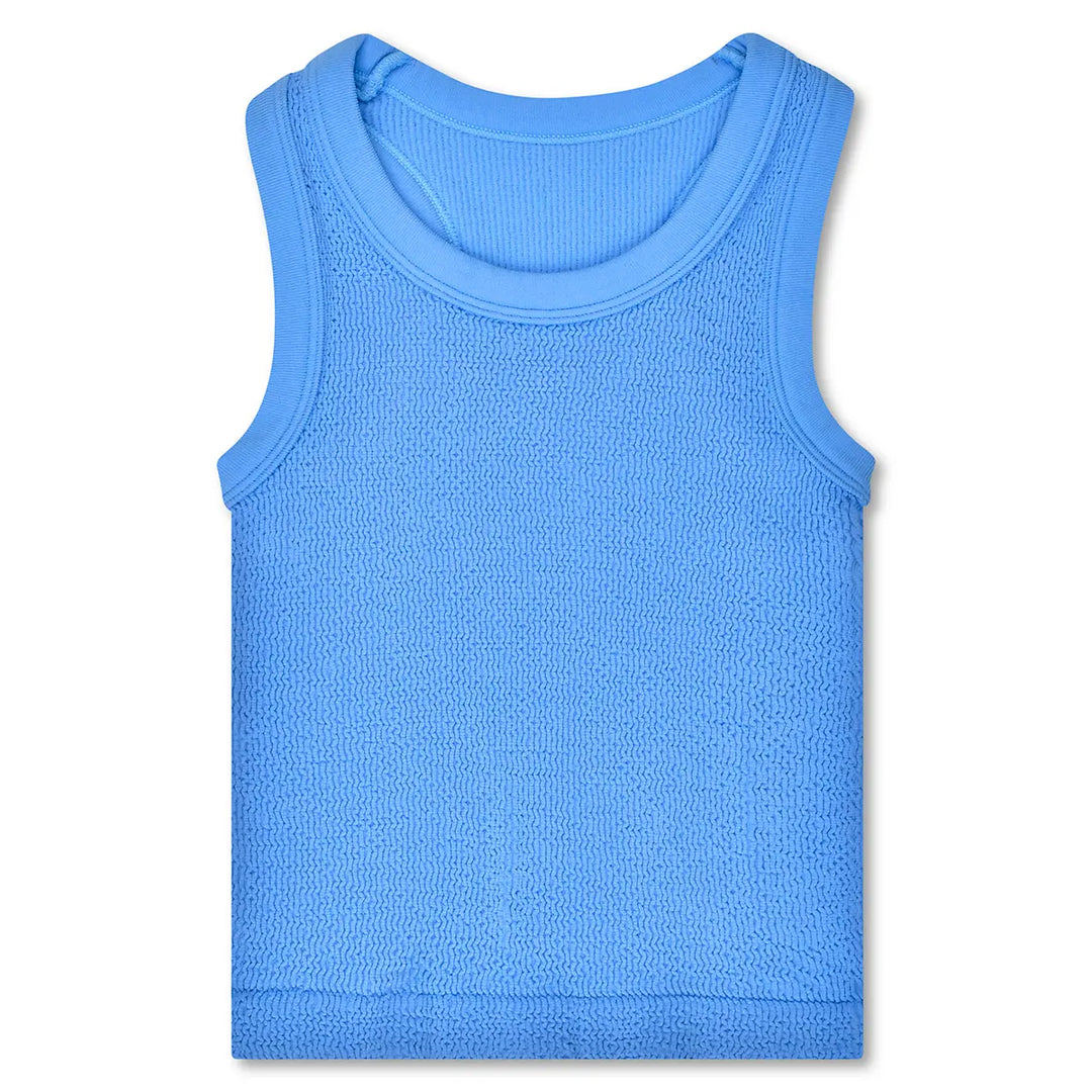 Bright Blue Smocked Racer Tank
