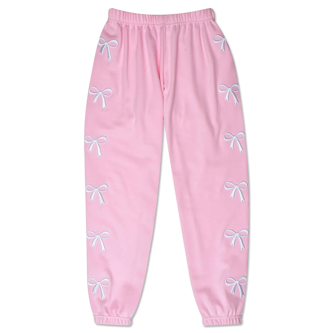 Embroidered Bow Sweatpants