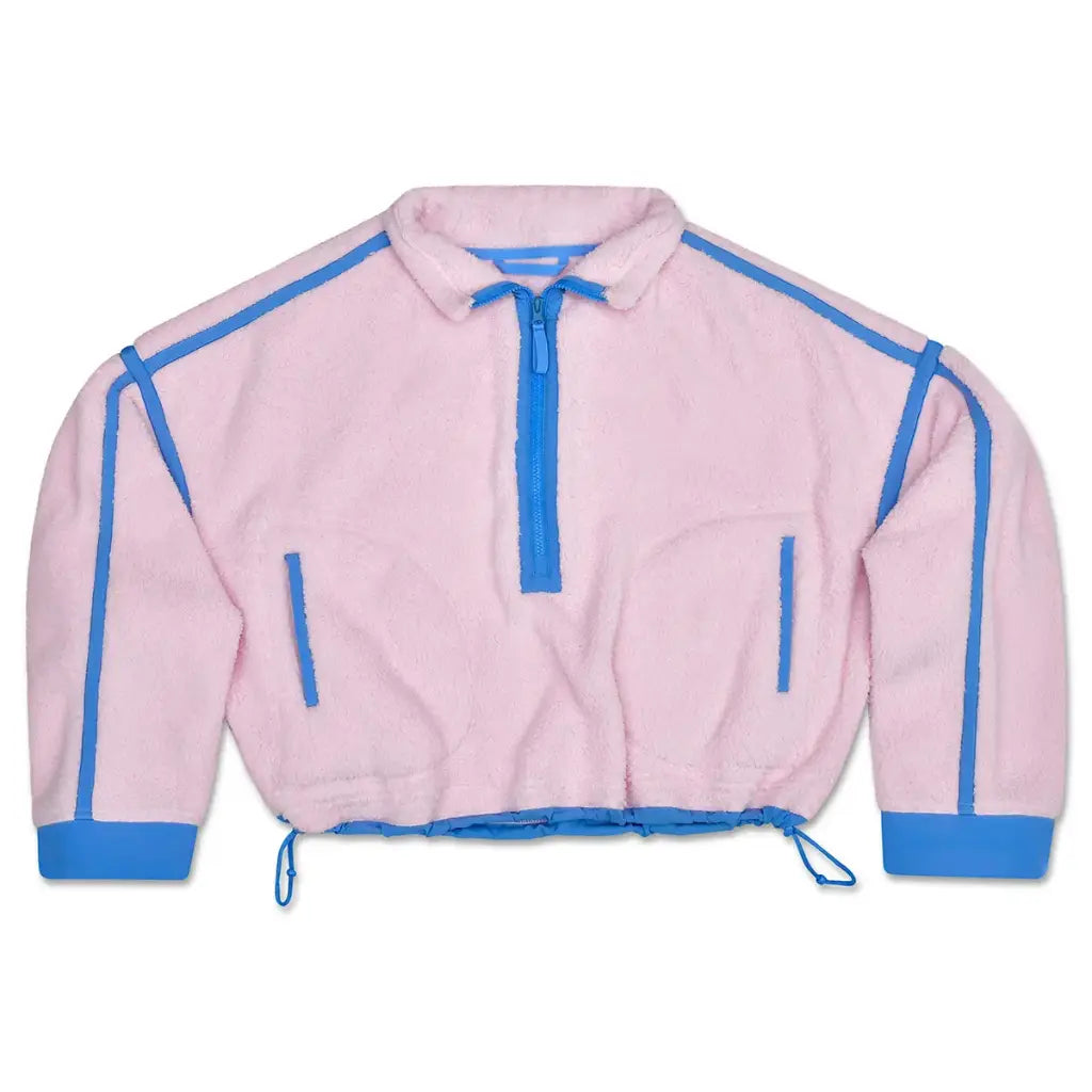 Pink & Periwinkle Half Zip Sherpa Pullover