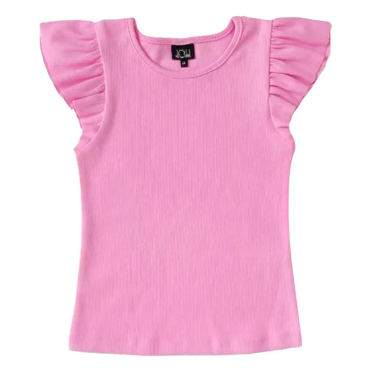 Little Olin Pink Ruffle Cap Sleeve Top