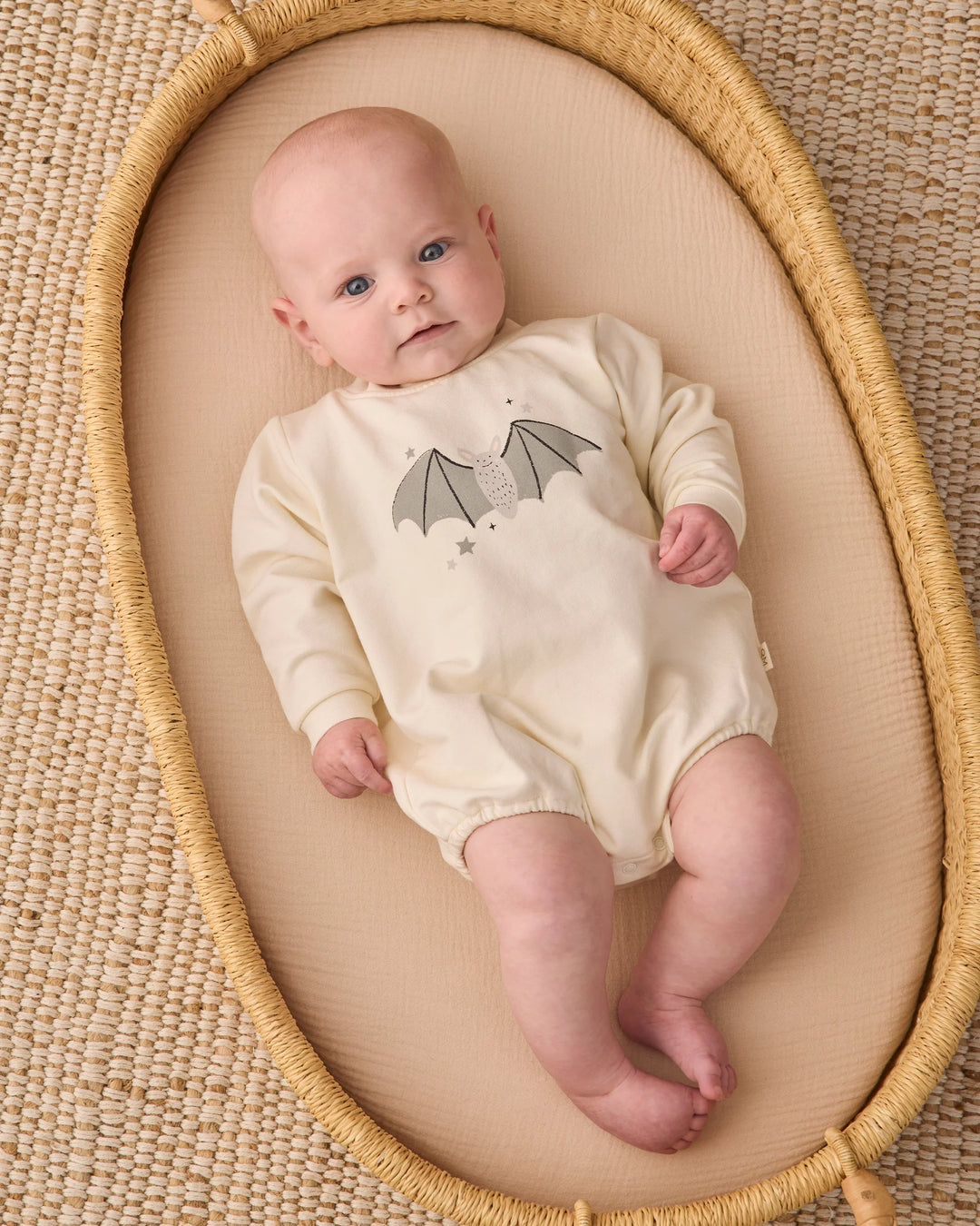 Crewneck Bubble Romper in Baby Bat