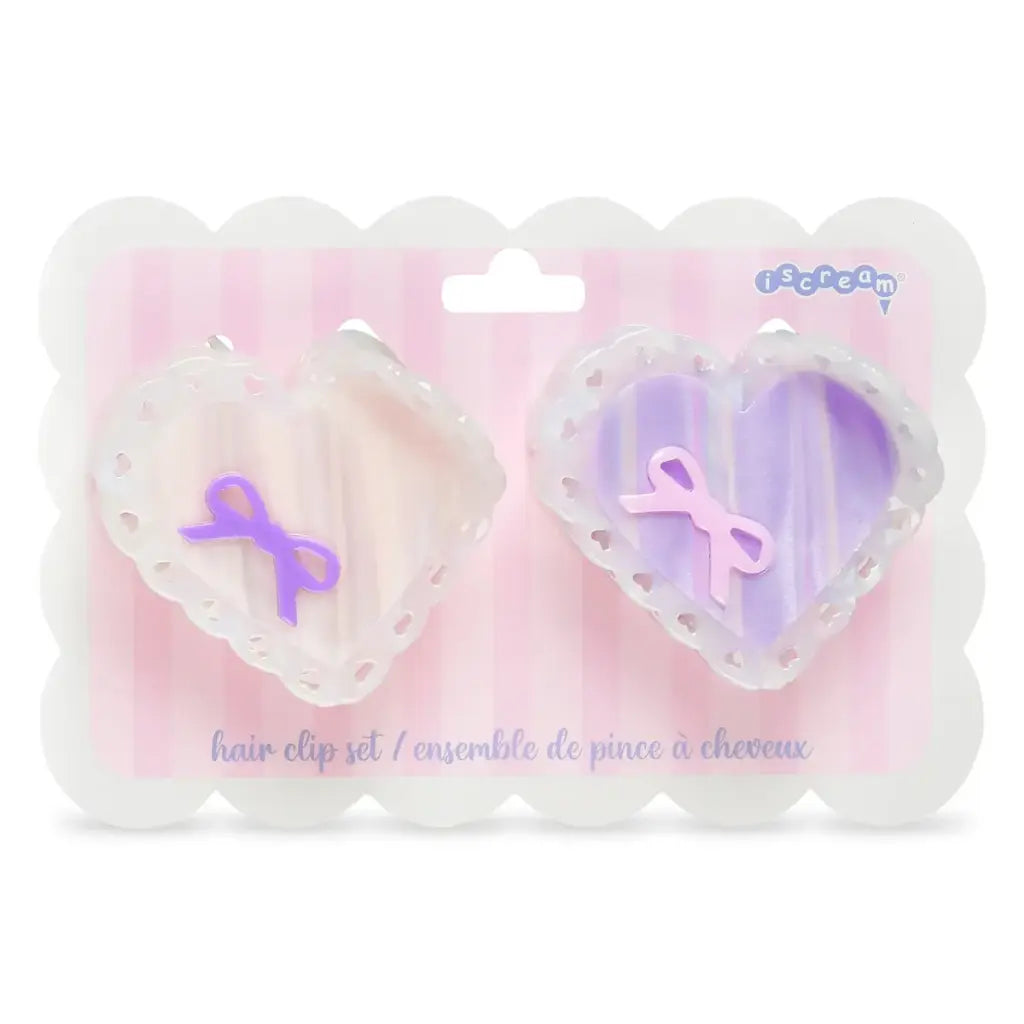 Iscream Heart Bow Hairclip Set
