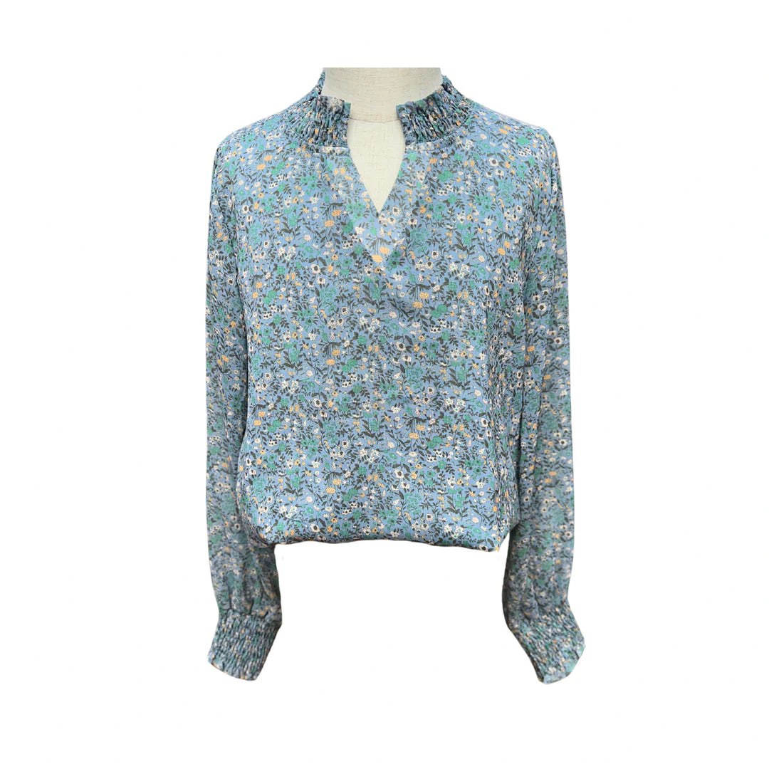 Pleat Peyton Sweater in Light Blue