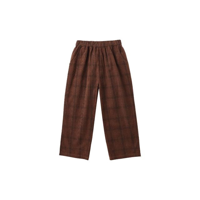 Rylee & Cru Corduroy Baggy Pant in Brown Plaid