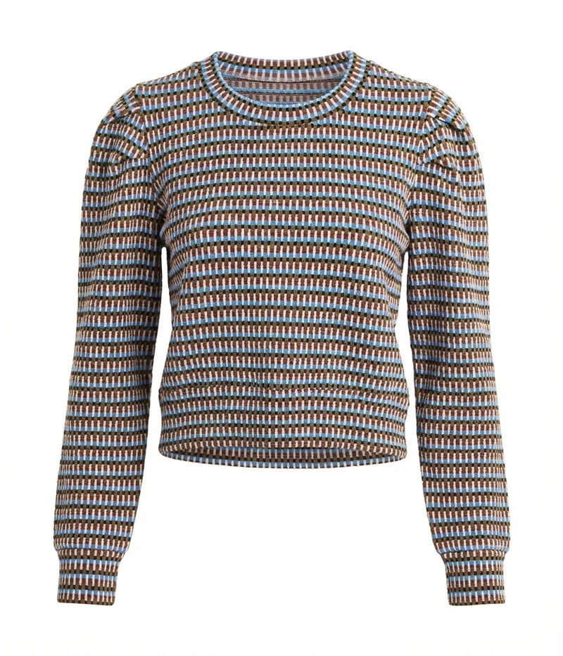 Pleat Peyton Top in Toffee/Glacier
