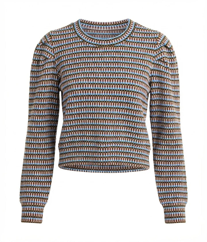 Pleat Peyton Top in Toffee/Glacier