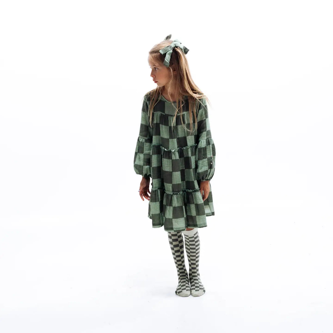 Minimalist Folk Co. Clementine Dress in Green Check