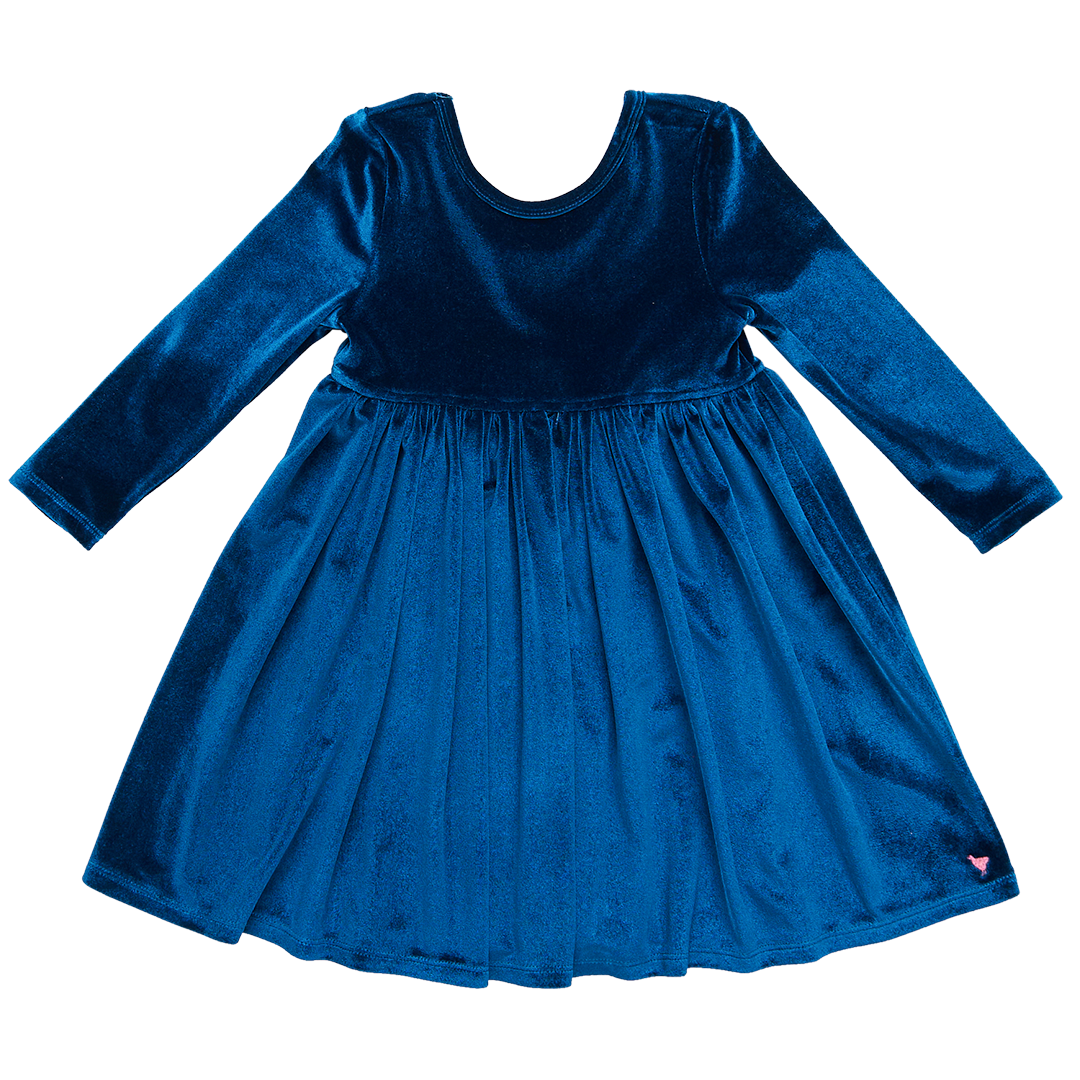 Pink Chicken Velour Steph Dress in Midnight Blue (sizes 7-10)