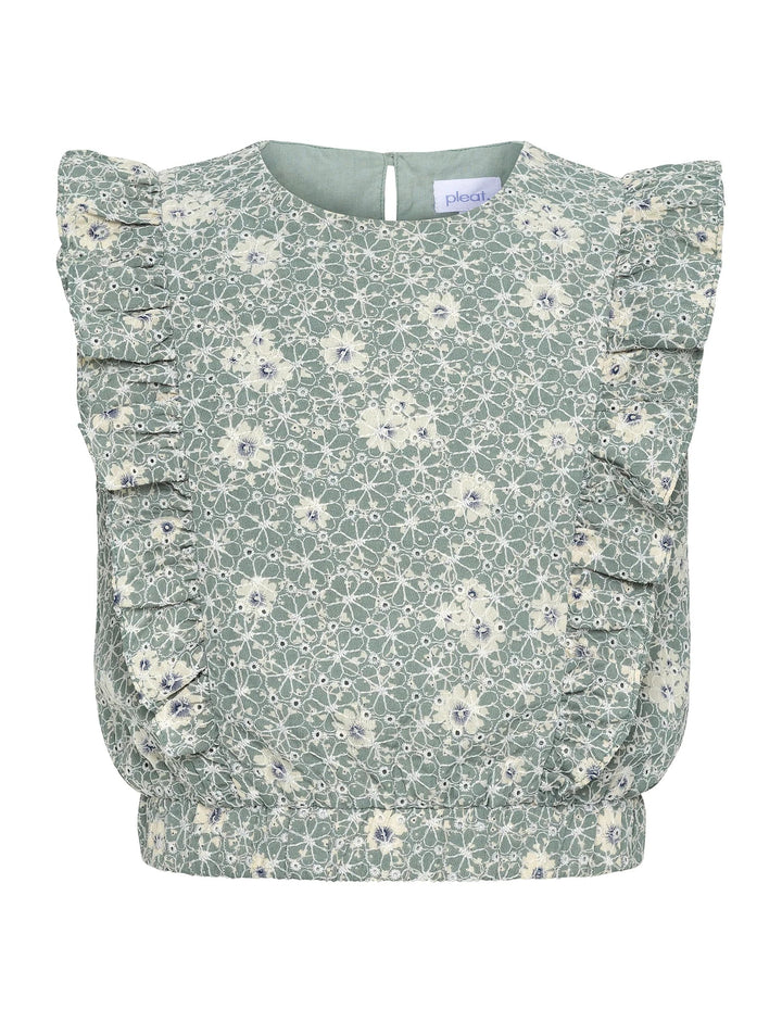 Pleat Rowan Top in Embroidered Petals