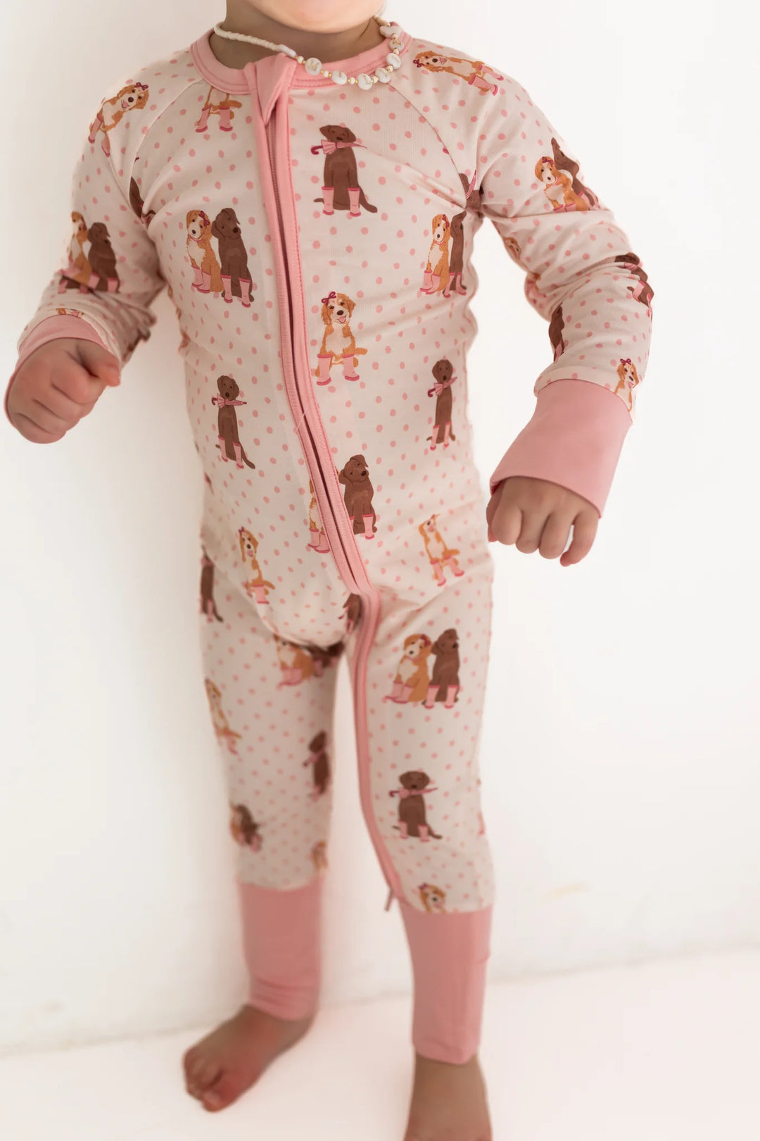 Pink Pups Zipper Romper