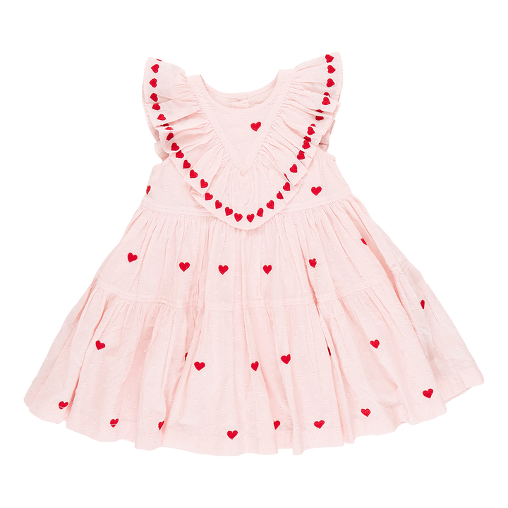Pink Chicken Embroidered Heart Raphaela Dress (sizes 7-12)