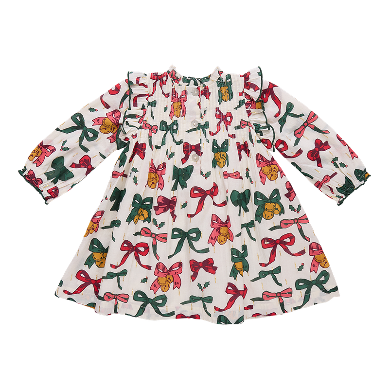 Pink Chicken Jaipur Dress in Christmas Bows & Bells (size 2-6)