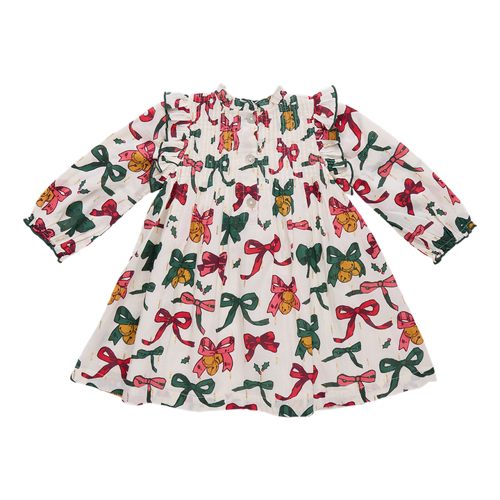 Pink Chicken Jaipur Dress in Christmas Bows & Bells (size 2-6)