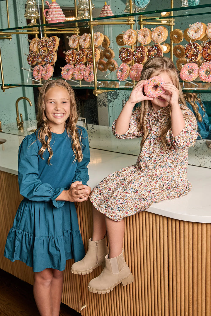 Pleat Cece Dress in Dark Cerulean