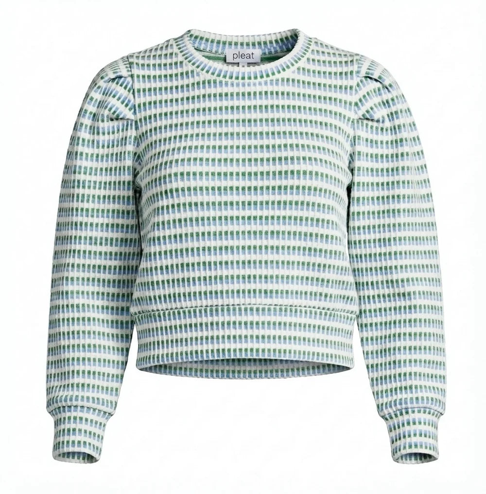 Pleat Peyton Top in Blue/Green