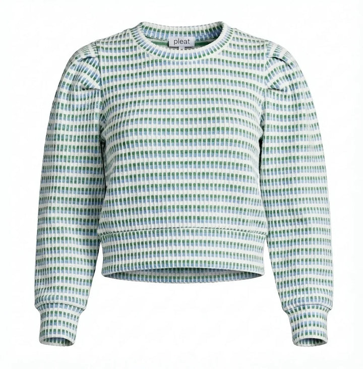 Pleat Peyton Top in Blue/Green